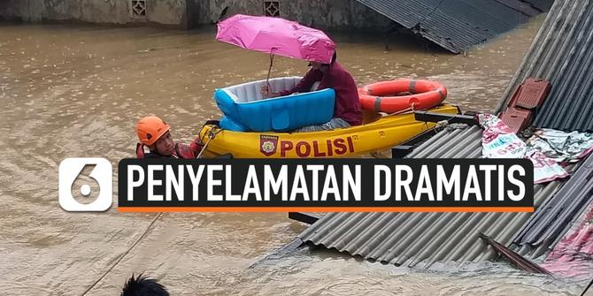 VIDEO: Dramatis, Penyelamatan Bayi di Tengah Banjir Kalibata