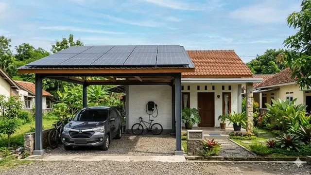 Rumah 1 Lantai dengan Atap Panel Surya
