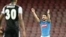 Pemain Napoli, Dries Mertens mencatatkan namanya pada pencetak gol tersubur Liga Champions 2016-2017 hingga pekan ke-3 dengan tiga gol. (AFP/Carlo Hermann)