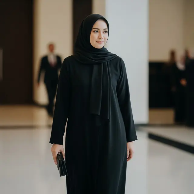 Model Gamis Hitam Polos Elegan untuk Acara Formal