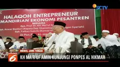 Ma’ruf Amin safari politik ke Ponpres Al Hikmah. Ia minta pesantren ambil peran dalam pembangunan ekonomu umat.