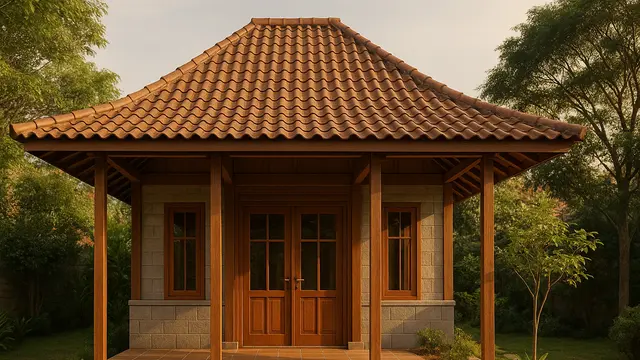 Model Rumah Kecil 6x9 Meter Kombinasi Batako dan Kayu