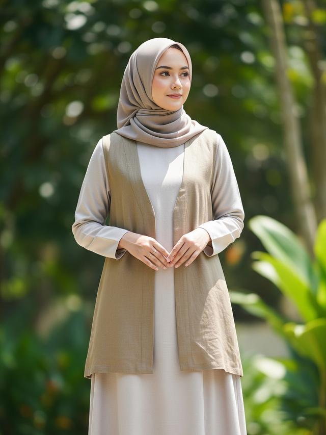 9 Model Gamis Rompi Lepas Tren Lebaran 2026, Tampil Modis di Hari Raya