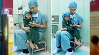 Adegan yang menghangatkan hati itu diambil di sebuah rumah sakit di Provinsi Zhejiang, China Timur dan hangat dibicarakan di sosial media.