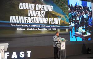 Menteri Koordinator Bidang Perekonomian Airlangga Hartarto dalam Grand Opening VinFast Manufacturing Plant di Subang, Jawa Barat, pada Senin (15/12/2025). (Dok Kemenko Perekonomian)