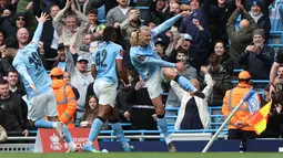 Erling Haaland mengaku senang karena hari ini ia bisa mencetak hattrick. Pasalnya sang striker sudah lama tidak mencetak tiga gol dalam satu pertandingan. (AFP/Darren Staples)