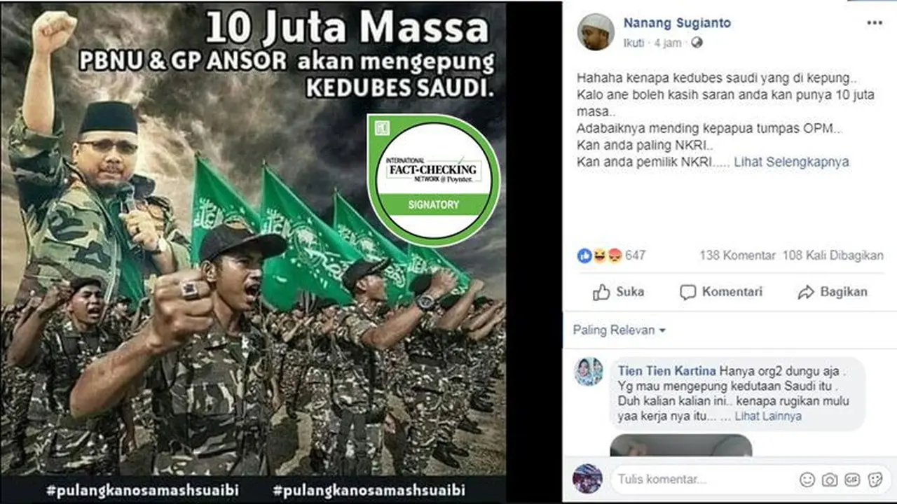 [Cek Fakta] PBNU dan GP Ansor Kepung Dubes Arab Saudi?