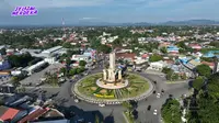 Tugu yang bertuliskan Geopark Meratus.