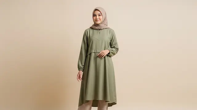 Gamis Tunik Warna Earth Tone