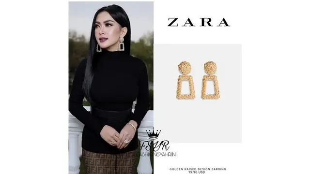 Anting yang terlihat mewah milik Syahrini ini ternayata harganya ditaksir Rp 264 ribu.