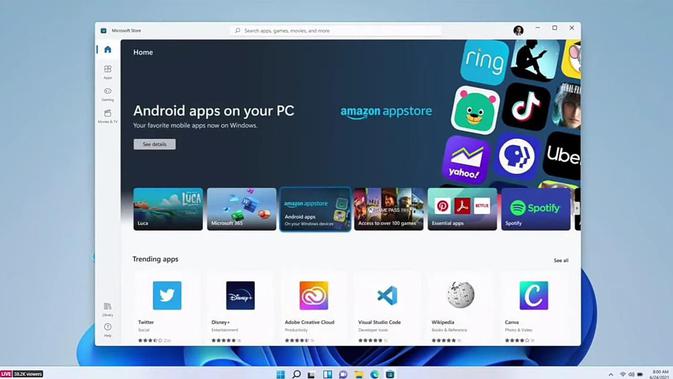Aplikasi Android bisa didapatkan dari Amazon Appstore dalam Microsoft Store Windows 11. (Microsoft)