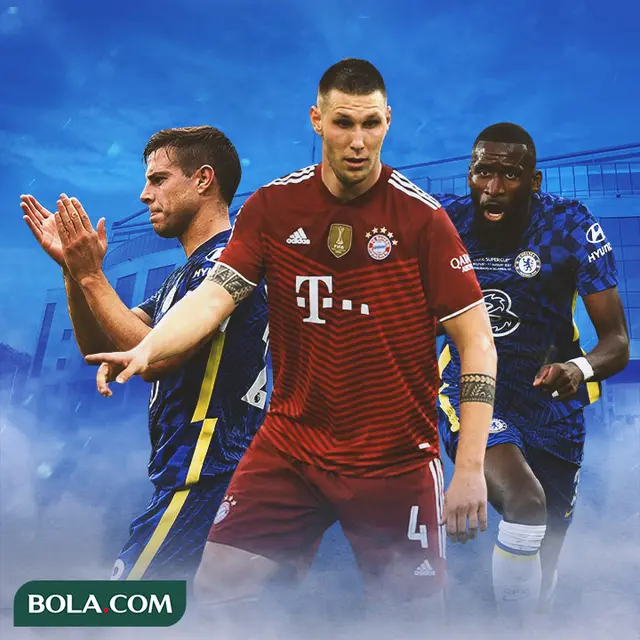 Ilustrasi - Cesar Azpilicueta, Niklas Sule, Antonio Rudiger