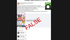 Cek Fakta: Tidak Benar Link Pendaftaran BLT Kesra Rp 600.000 Via Telegram