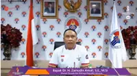 Menpora Zainudin Amali dalam konferensi pers via Zoom Piala Menpora Esports 2020, Senin, 17 Agustus. (foto: istimewa)