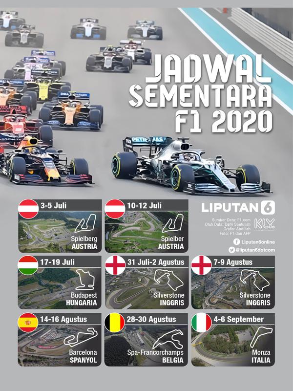 Infografis Jadwal sementara F1 2020 (Liputan6.com/Abdillah)
