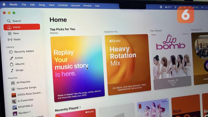 Daftar musik tahunan di Apple Music Replay 2025 sudah hadir. (Liputan6.com/ Yuslianson)