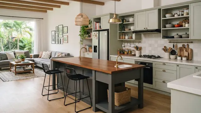 Dapur Terbuka dengan Kitchen Island