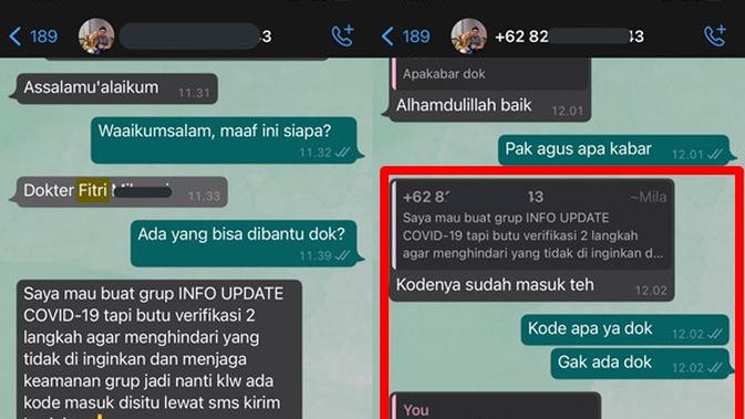 Chat modus penipuan melalui WhatsApp (Sumber: Twitter/raisa6690kg)