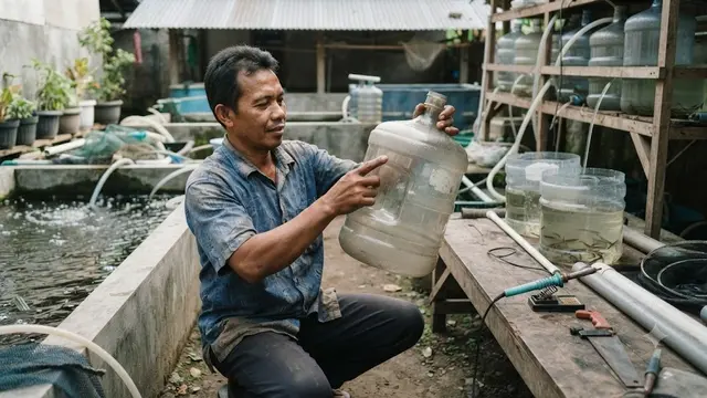 Cara Membuat Tempat Penetasan Benih Lele dari Galon Bekas; Pilih Galon Bekas (AI Generated)