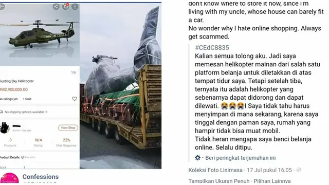 Dikira Pesan Mainan, Pria Ini Terkejut saat Datang Justru Helikopter Asli