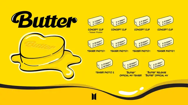Jadwal perilisan Butter. (Big Hit Music via Soompi)