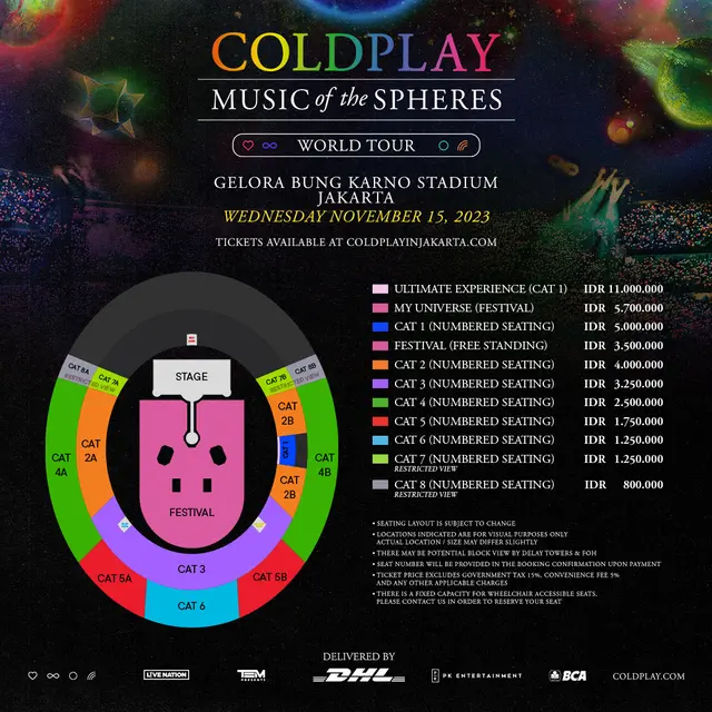 Layout konser Coldplay di GBK Jakarta (Foto: Image Dynamic)