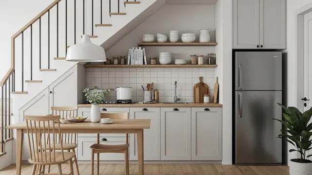 Dapur Gaya Scandinavian Bawah Tangga