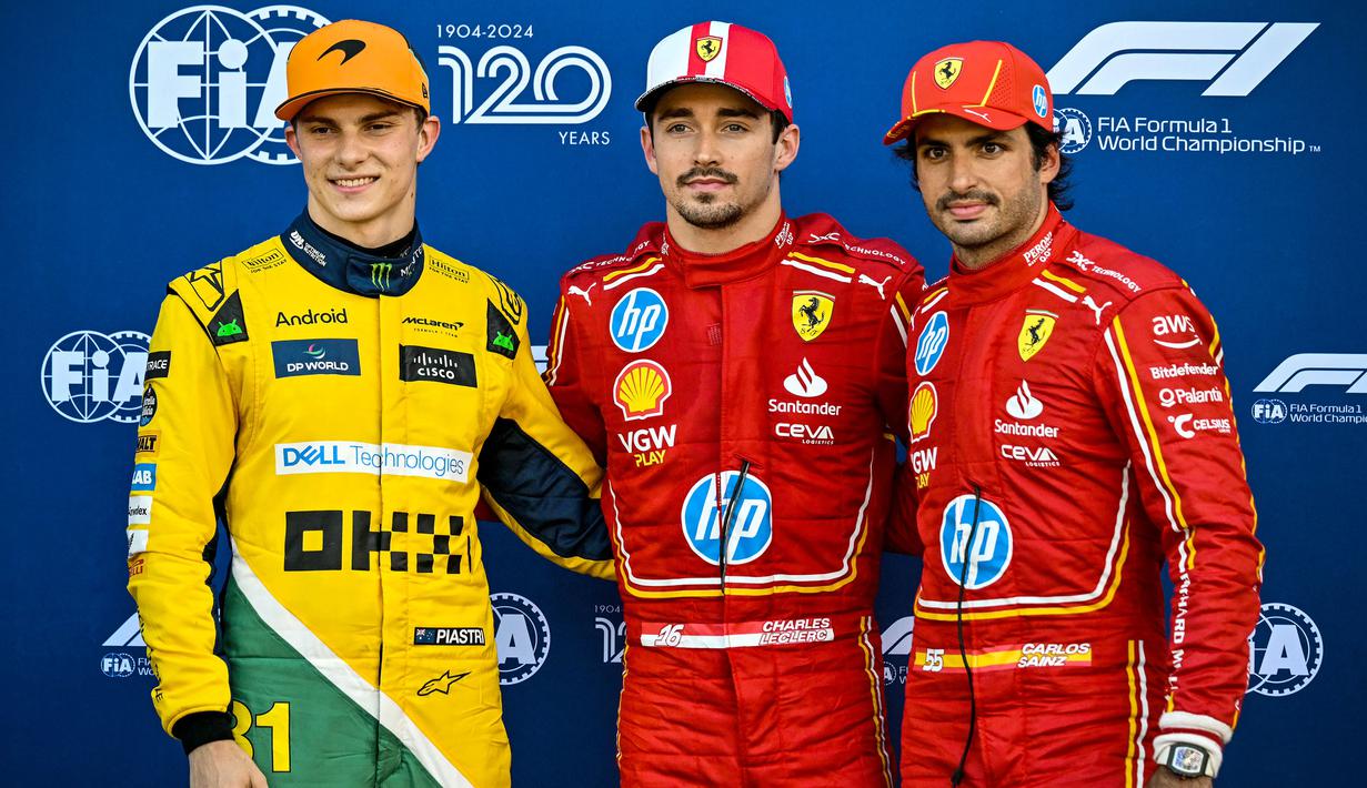 Pada Formula 1 GP Monaco, dua pembalap McLaren berhasil menempati urutan lima besar pada sesi kualifikasi ketiga. Oscar Piastri akan memulai balapan di nomor dua sementara Lando Norris di nomor empat pada race yang berlangsung Minggu (26/05/2024) waktu setempat. (AFP/Andrej Isakovic)