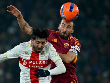 AS Roma berhasil memetik kemenangan dalam laga lanjutan Liga Italia 2025/2026, Senin (29/12/2025) malam WIB. I Lupi sukses menumbangkan Girona dengan skor 3-1 pada pertandingan yang berlangsung di Stadion Olimpico, Roma, Italia. (AFP/Filippo Monteforte)