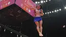 Sebagai salah satu kejuaraan senam paling prestisius di dunia, Kejuaraan Dunia Senam Artistik ke-53, diikuti 400-an atlet dari 73 negara serta individual netral (AIN). Tampak dalam foto, Kazuki Minami dari Jepang berkompetisi pada Kejuaraan Dunia Senam Artistik ke-53 di Jakarta, Minggu 19 Oktober 2025. (AP Photo/Dita Alangkara)