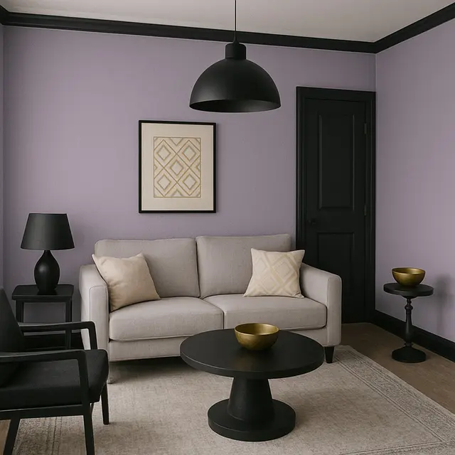 Warna Cat Ruang Tamu Lilac Abu-abu + Hitam Matte (Foto: ChatGPT)