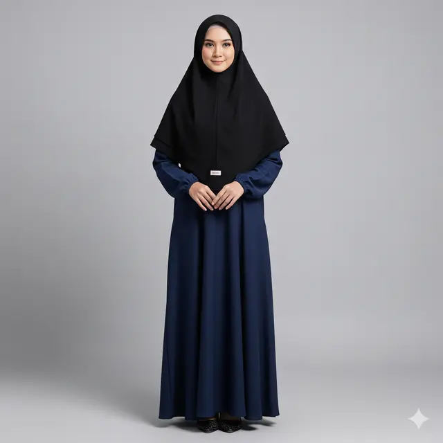 Gamis Kombinasi dengan Khimar Instan Elegan Terbaru 2025. Gemini