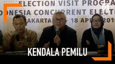 KPU menggelar konferensi pers terkait penyelenggaraan Pemilu 2019. 2.000 lebih TPS dilaporkan tidak bisa menggelar pemungutan suara.