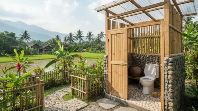 Desain Toilet Outdoor di Desa yang Asri tapi Tetap Indah