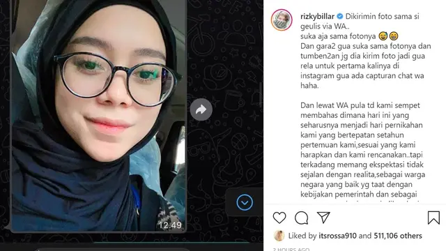 Rizky Billar - Lesti Kejora (Foto: Instagram/@rizkybillar)
