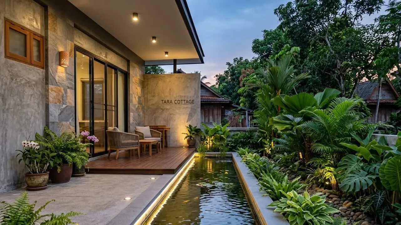 Contoh Kolam Ikan Mini di Teras Rumah Kampung yang Modern