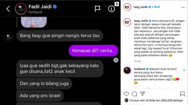 Taqy Malik Sampaikan Terima Kasih kepada Influencer Indonesia yang Bersuara untuk Palestina