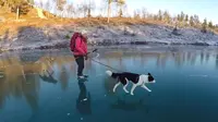 Sensasi Berseluncur di Atas Danau Bening Beku