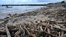 Sampah tersebut didominasi plastik dan potongan bambau serta kayu. (SONNY TUMBELAKA/AFP)