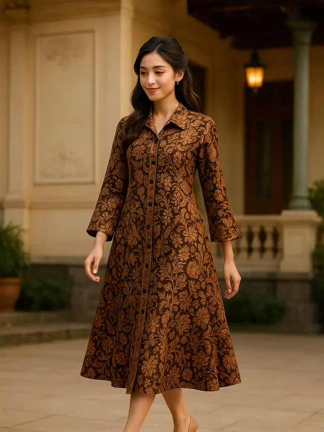 Model Tunik Batik Kancing Depan Terbaru