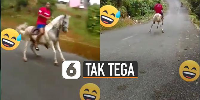 VIDEO: Tak Tega, Seekor Kuda Meluncur di Turunan Jalan