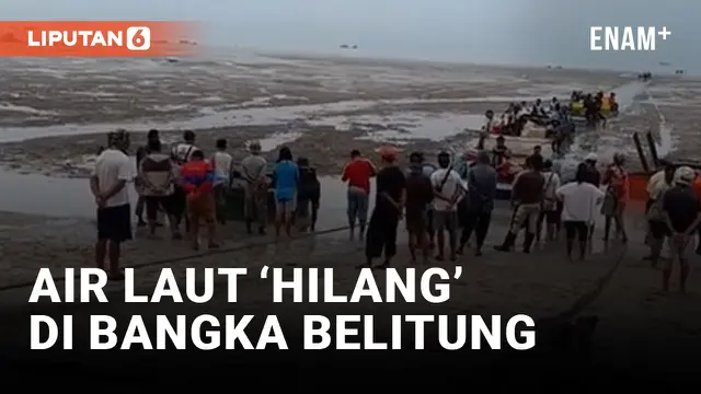 VIDEO: Viral! Air Laut Surut di Pantai Sampur Bangka Belitung