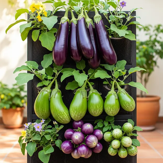 Cara Menanam Terong di Pot Vertikal agar Cepat Panen Meski Lahan Terbatas (Image by Gemini AI)