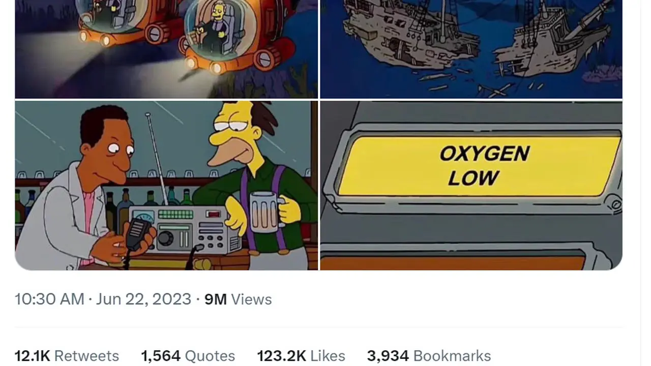 Akun Twitter viral memposting Tweet seakan The Simpsons memprediksi kapal telam Titanic yang sedang terjebak di dasar laut.