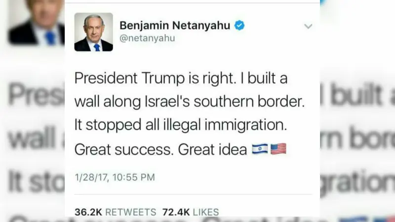 PM Israel Puji Trump untuk Bangun Tembok di Perbatasan AS-Meksiko