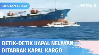 VIDEO: Detik-detik Kapal Nelayan yang Mogok Ditabrak Kapal Kargo di Perairan Tanakeke