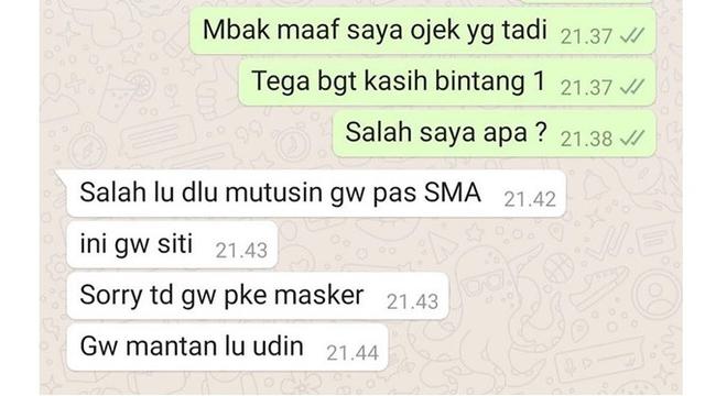 6 Chat Ojek Online saat Bertemu Mantan Ini Bikin Ngelus Dada