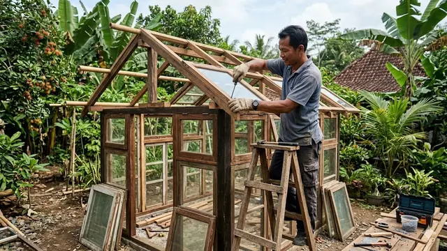 Cara Membuat Greenhouse Mini dari Jendela Bekas
