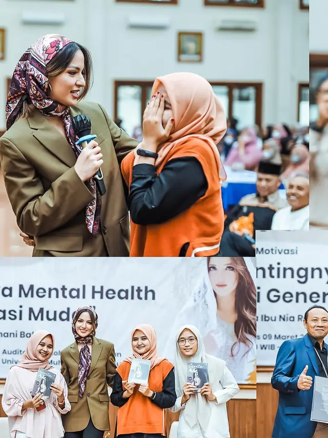 Tampil Berkerudung, Ini 7 Momen Nia Ramadhani Jadi Pembicara Bahas Mental Health
