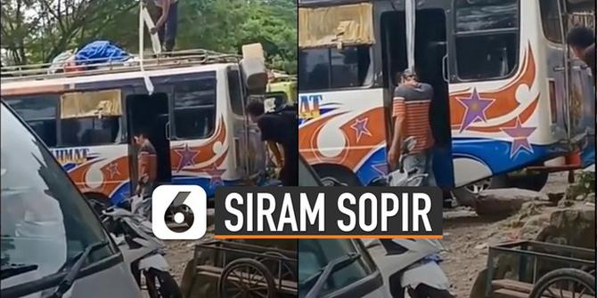 VIDEO: Viral Oknum Polisi Siram Sopir Bus Dengan Minuman Beralkohol